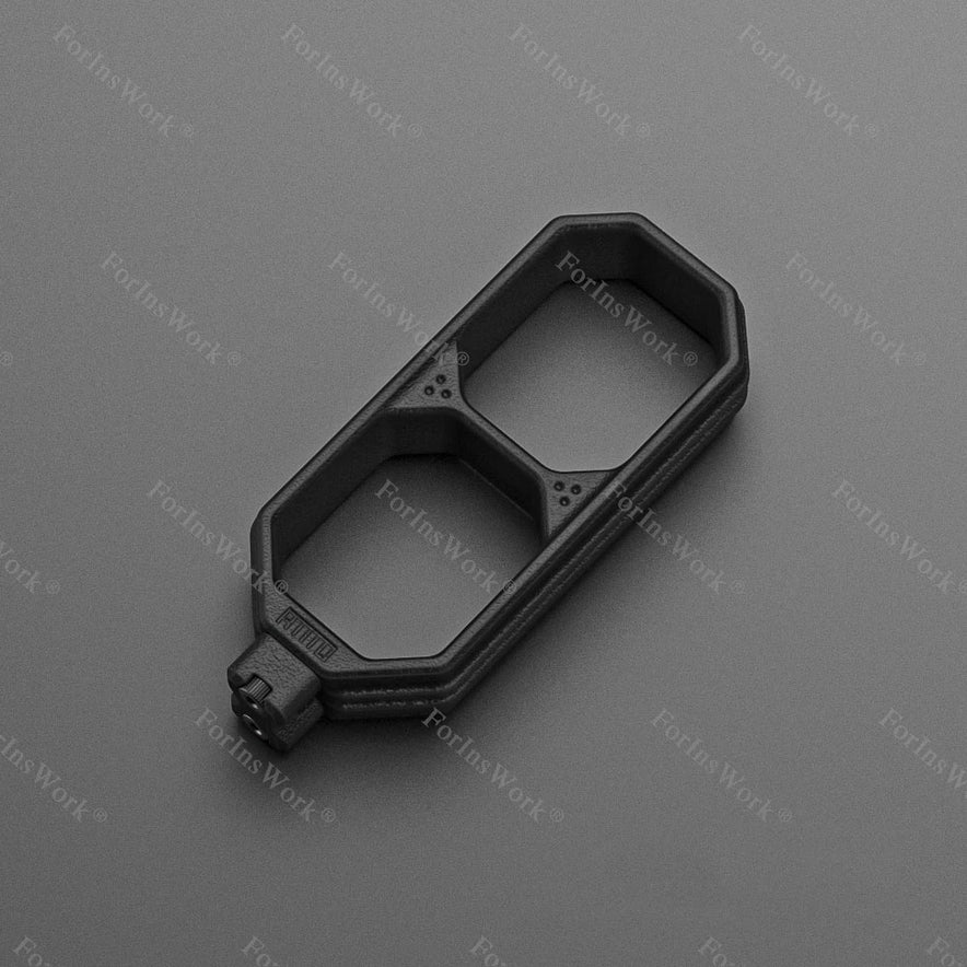 The Ammo Cracker Unzip Roller Fidget Toy Stress Relief Slider EDC Tool (Shell Can Put 2pcs) is a black, rectangular, double-sided keychain with beveled edges—perfect for discreet stress relief. ForInsWork watermark appears faintly on the gray background.