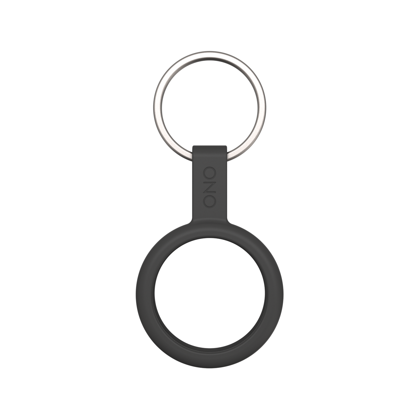 The ONO Scroller Keychain is a black silicone holder with a central circular opening and metal keychain attachment. Featuring ONO printed vertically, its a stylish accessory for your ONO Scroller or other essentials.
