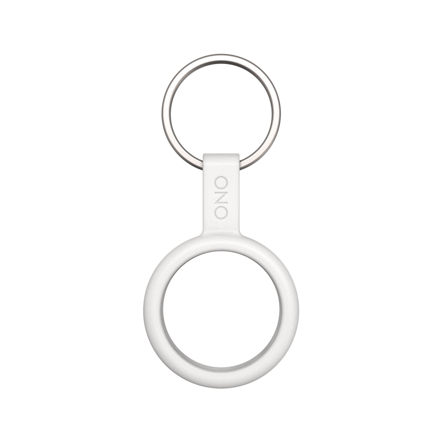 The ONO Scroller Keychain is a white, circular silicone holder with a metal keyring, a central round opening, and ONO printed vertically—perfect for attaching your ONO Scroller to your keys.