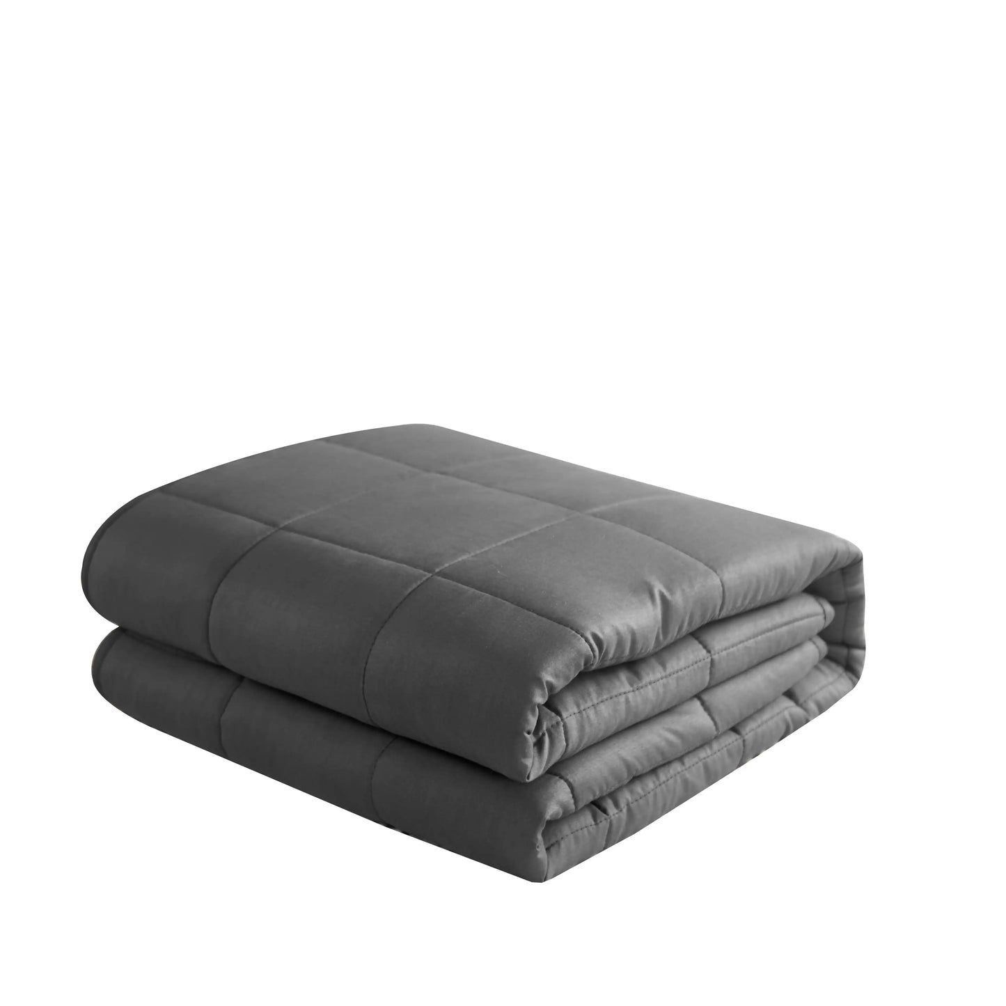 A neatly folded Plush 20lb Soft Weighted Blanket in 20lbs-Gray against a white background. This high-quality bedspread boasts a simple square pattern, exemplifying the exceptional craftsmanship of Origin US and blending superior materials for ultimate relaxation. Free delivery included!.