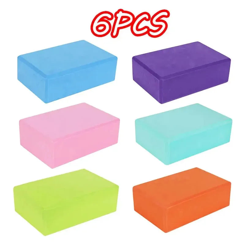 Displayed in two rows of three, six vibrant blocks in blue, purple, pink, teal, green, and orange are shown with a bold 6PCS label in red above. Ideal for adding Montessori sensory integration training balance stones to early learning environments for tactile play and educational fun.