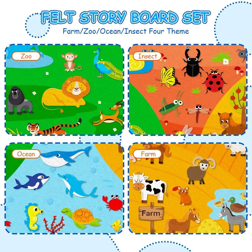 The My Daily Calendar Farm Transportation Felt Story Board offers a Montessori-inspired tool for preschoolers, featuring labeled farm scenes and vehicles to enhance storytelling and early education fun.