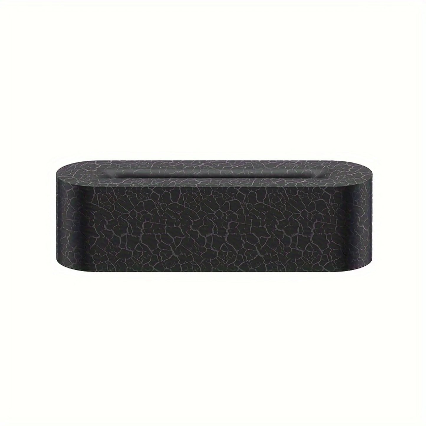 A black, rectangular Lava Flame Cool Mist Humidifier with rounded edges and a cracked texture pattern on its surface, complemented by color changing lamp features, is set against a plain white background. Ideal for home, office, and car.