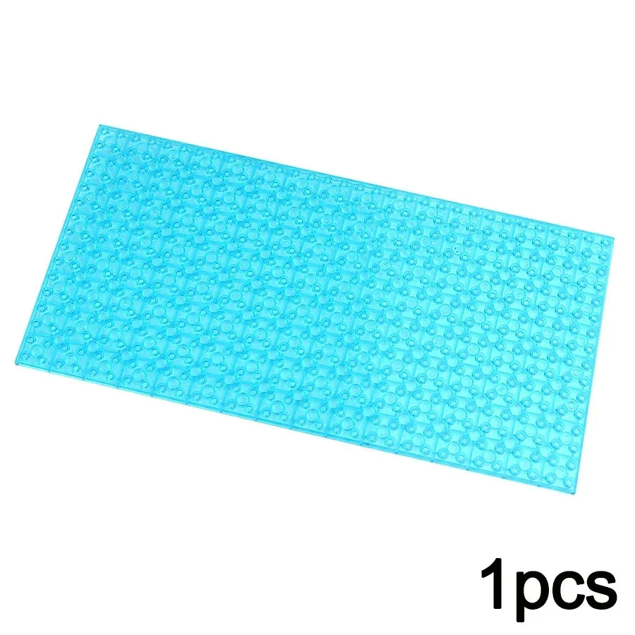 A single transparent blue MOC Bulk Brick Set panel, compatible with Lego, is displayed on a white background. The text 1pcs appears in the bottom right corner.
