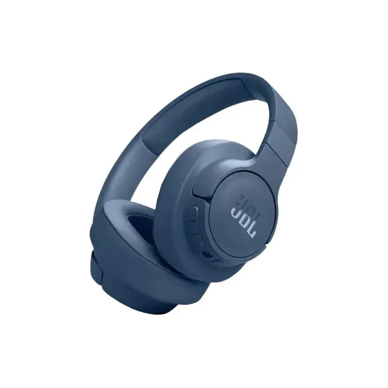 The blue JBL T770NC Bluetooth headphones, displayed on a plain white background, offer advanced noise cancellation, a padded headband, and cushioned ear cups for comfort and sound isolation.