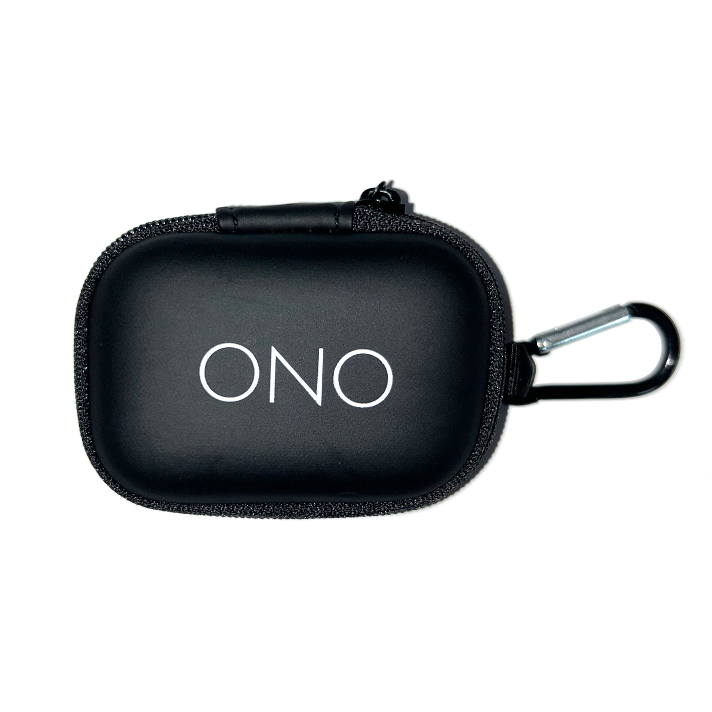 The ONO Sigbits Carrying Case is a small, black, rectangular case with ONO in white on the front, featuring a zipper and metal carabiner. It securely holds 6 Sigbits for easy portability.