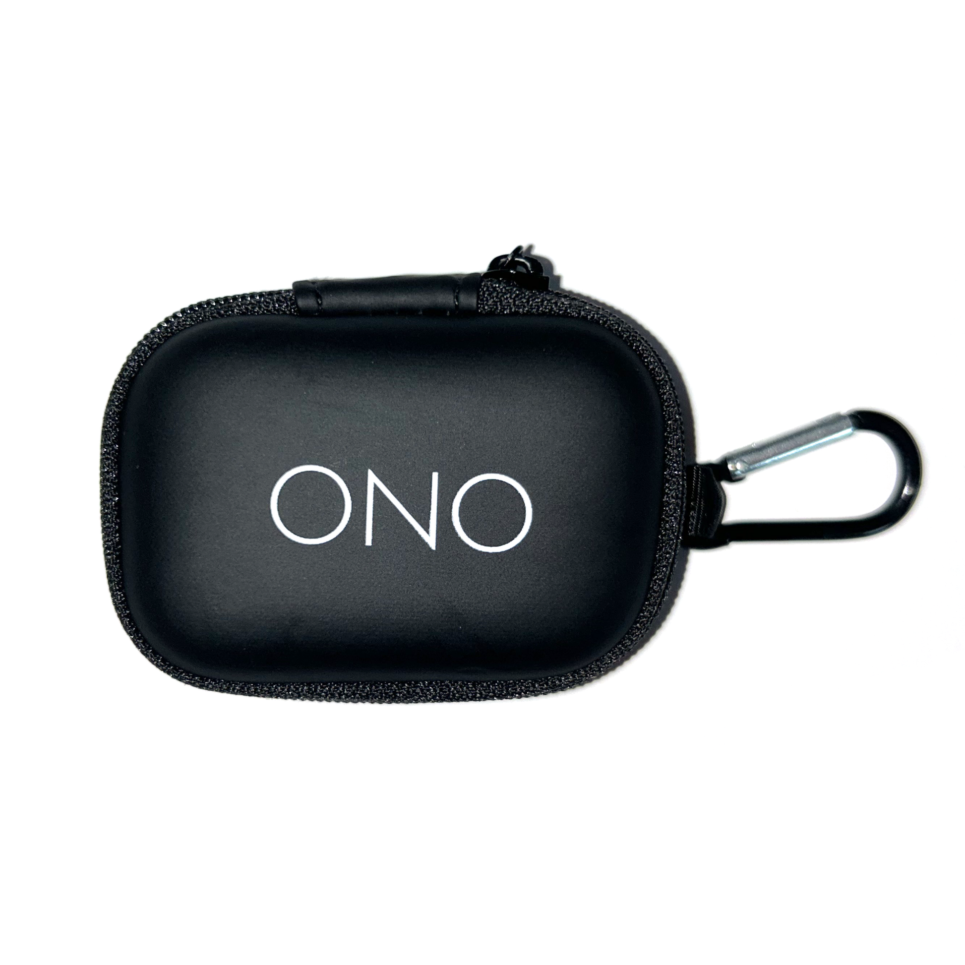 The ONO Sigbits Carrying Case is a small, black, rectangular case with ONO in white on the front, featuring a zipper and metal carabiner. It securely holds 6 Sigbits for easy portability.