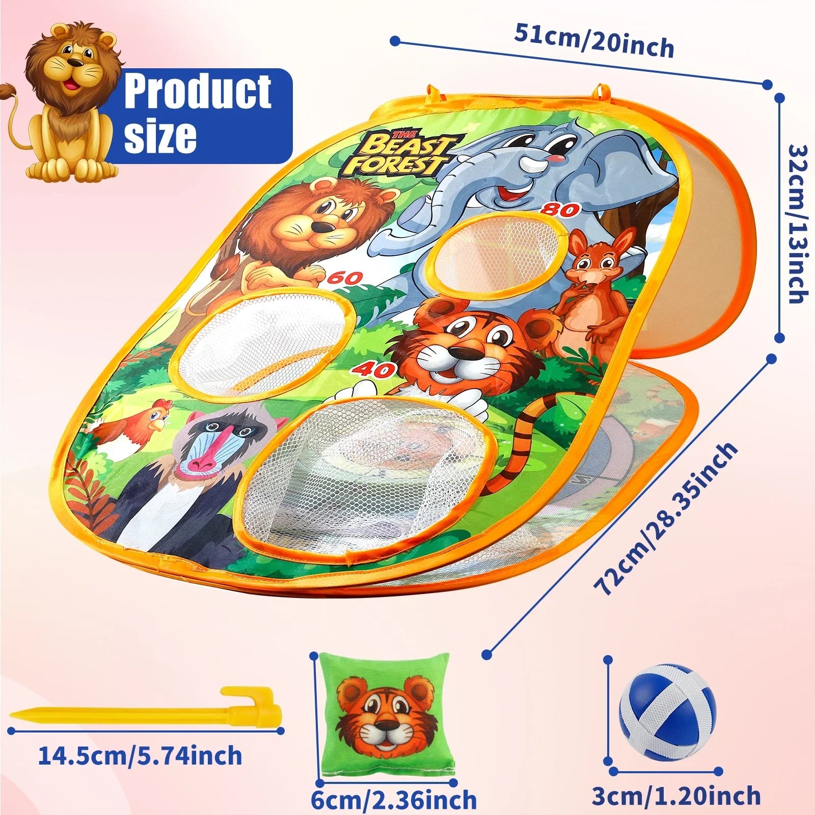 Animal Bean Bag Toss Game Set (Random Accessory Color) ,Outdoor Throwing Game,Birthday Gift for Boys and Girls,Christmas