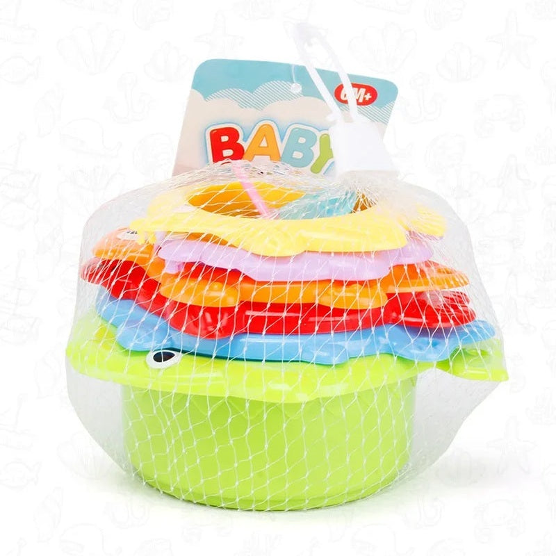 6Pcs Baby Bath Toy Stacking Cup Toddler Toys Ocean Stacking Tower Bathtub Water Play Beach Toys Educational Toy Children Gifts