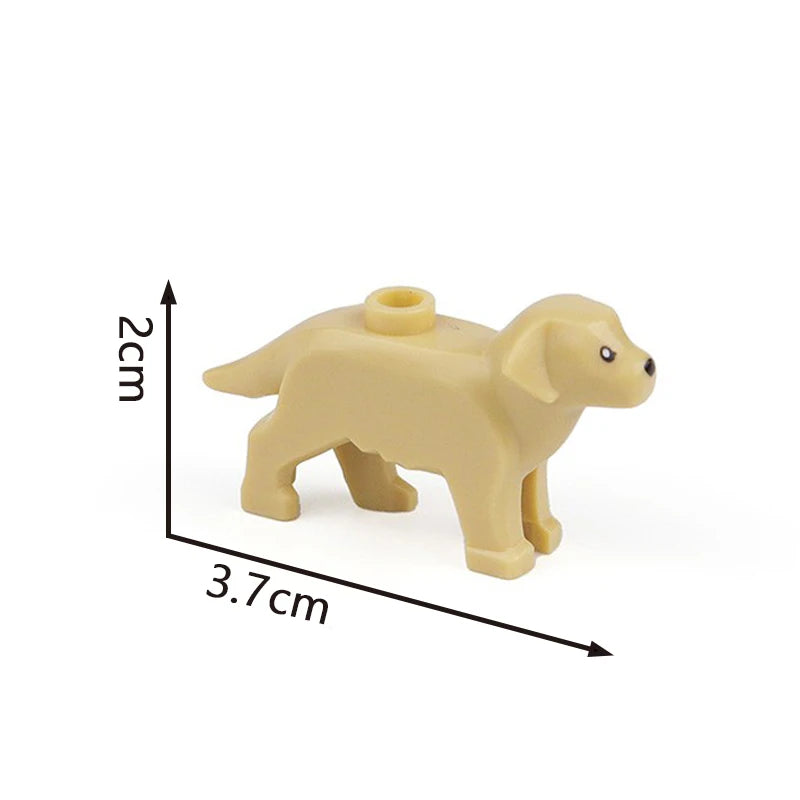 Compatible Animals Building Blocks for Children MOC Golden Hair Police Dog Husky Bulldog Chihuahua Model Bricks Kids DIY Toys 5P