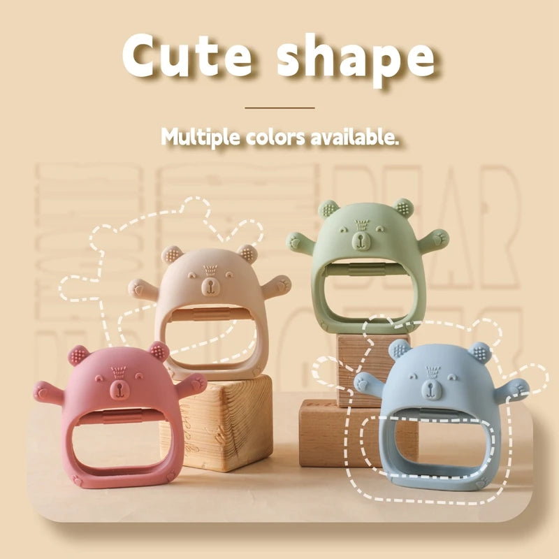 Baby Teether Gloves Kids Cartoon Bear Teething Silicone Dental Care Gums Anti-Eating Hand Molar Stick BPA Free Baby Accessorie