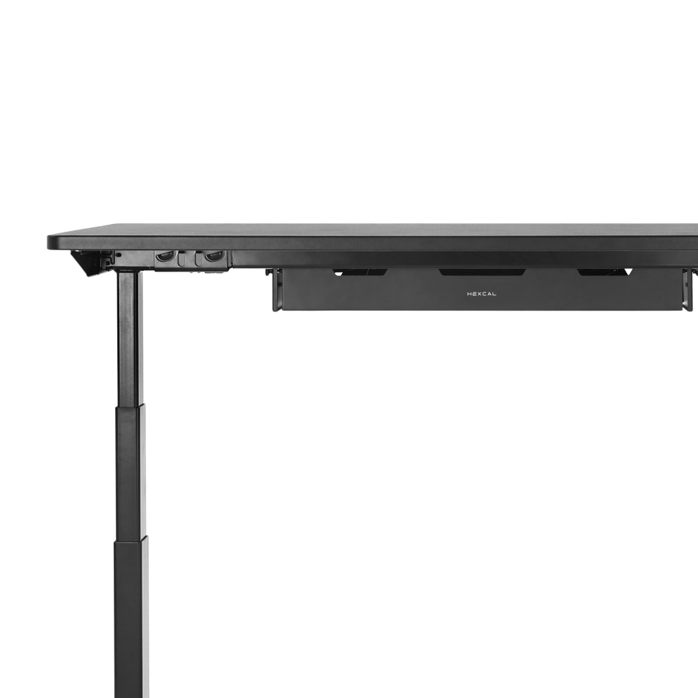 The Under Desk Cable Management Tray keeps cords organized and tidy beneath your standing desk, enhancing workspace efficiency.