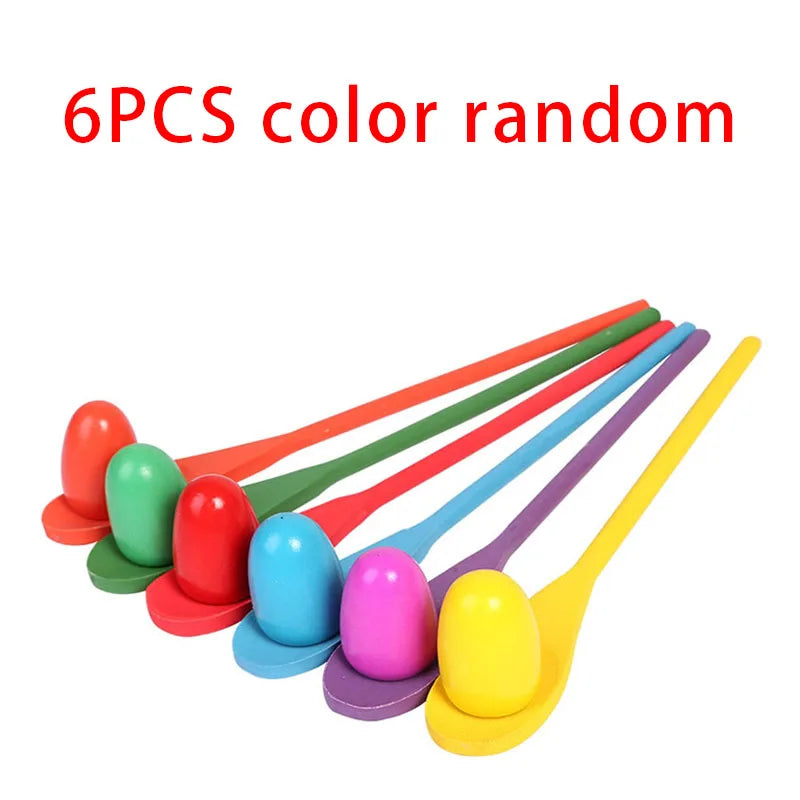 6PCS Balance Spoon Parent-Child Sensory Training Game Puzzle Egg Spoon Toy Outdoor Early Education Sports Balance Game Toy