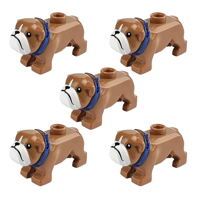 Compatible Animals Building Blocks for Children MOC Golden Hair Police Dog Husky Bulldog Chihuahua Model Bricks Kids DIY Toys 5P