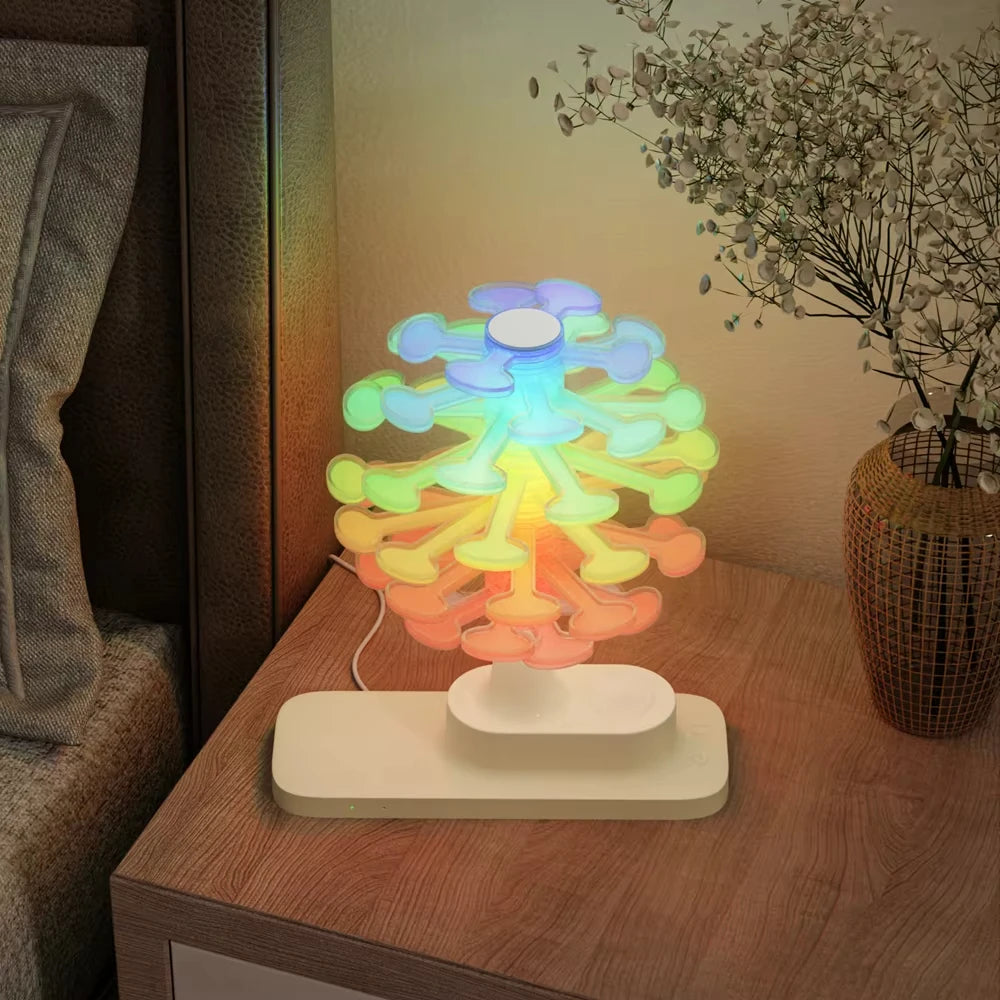 Creative Spiral Tree Night Light 3-In-1 Wireless Charging Ambient Table Lamp Bedside Desktop Lamp Home Decor