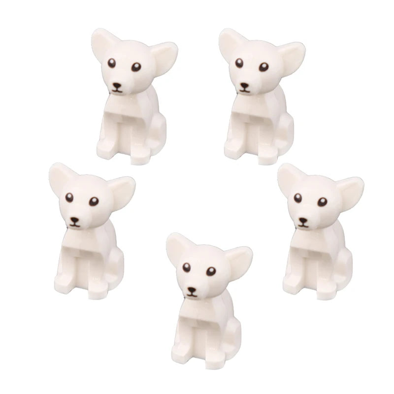 Compatible Animals Building Blocks for Children MOC Golden Hair Police Dog Husky Bulldog Chihuahua Model Bricks Kids DIY Toys 5P