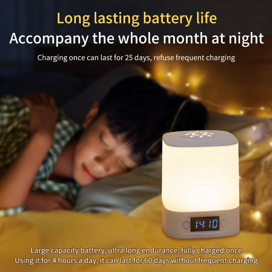 Remote Control Night Lamp Rechargeable Table Lamp Clock Display Soft Sleeping Lamp Touch Switch Bedside Lamp for Bedroom