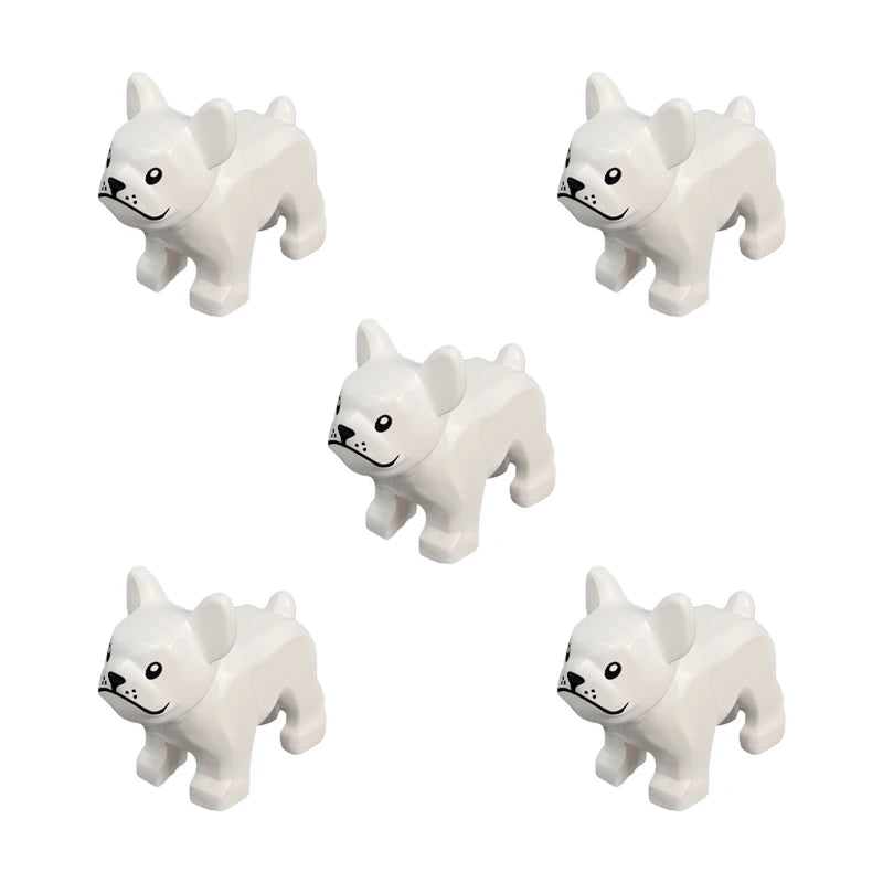 Compatible Animals Building Blocks for Children MOC Golden Hair Police Dog Husky Bulldog Chihuahua Model Bricks Kids DIY Toys 5P