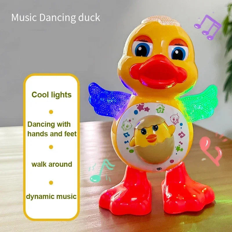 Electric Dancing Duck Funny Blink Eyes Flashing Light Shake the Body Cute Musical Cartoon Animal Educational Toy Children Gift