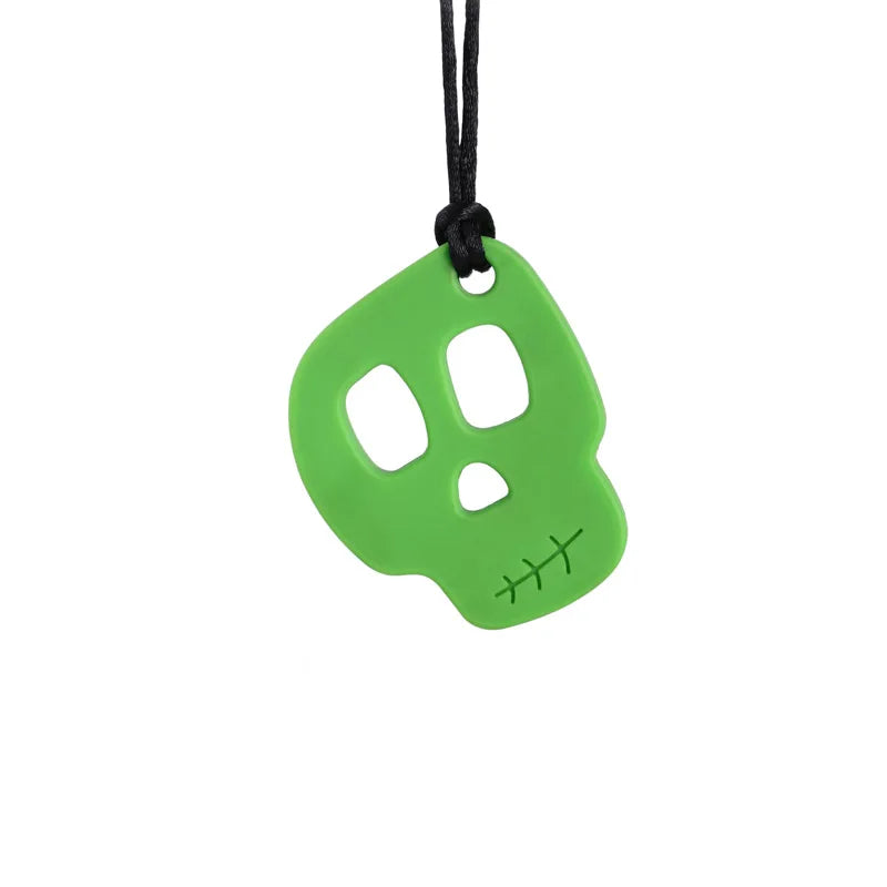 Silicone Skull Teething Necklace for Babies - Sensory Chewy Toy for Autism and ADHD