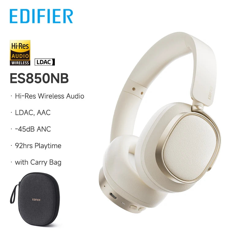 ES850NB Wireless Headphone Noise Cancelling Bluetooth Earphones Hi-Res Wireless Over-Ear Headphones with Carry Bag