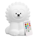Luther the Lion silicone night light shaped like a white lion with a matching color-changing remote control.