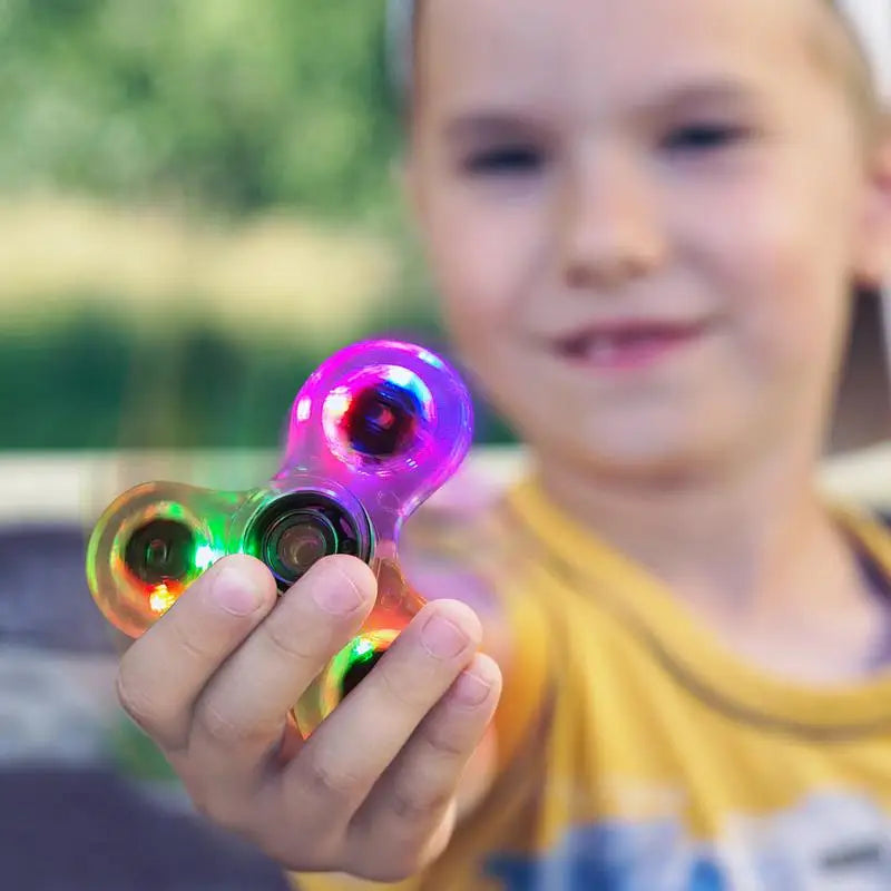 Crystal Finger Spinners Luminous LED Light Fidget Spinner Hand Top Glow in Dark Stress Relief Toys Kinetics Gyroscope for Childs