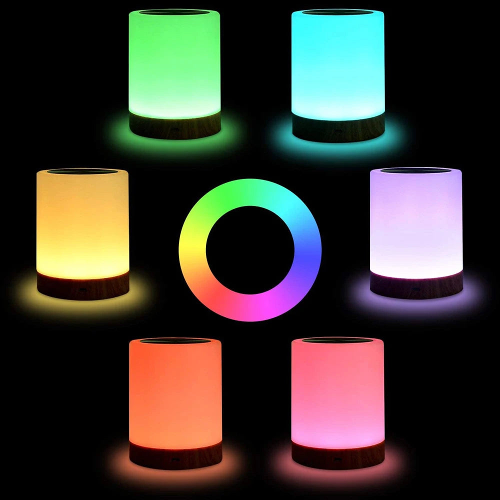 Touch Lamp LED Night Light for Bedrooms Living Room Portable Table Bedside Lamps Rechargeable Warm White RGB Light for Kids Gift