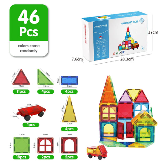 Magnetic Building Blocks Children DIY Games Montessori Educational Toys Construction Sets Magnet Tiles for Kids Gift