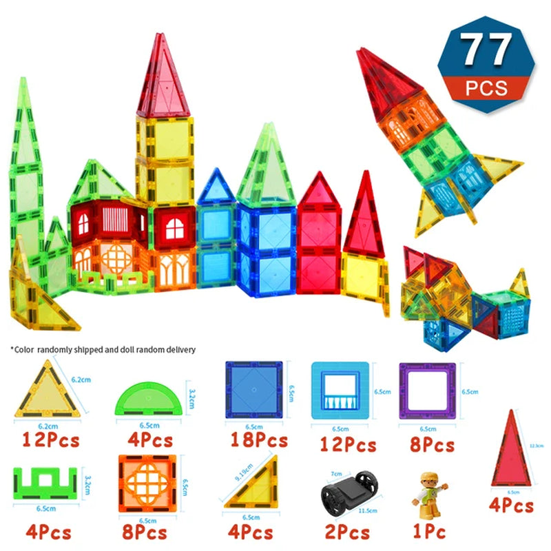 Colorful Magnetic Building Blocks with Windown Set Construction Game Children Montessori Sensory Magnets Toys for Kids