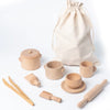 Montessori Sensory Puzzle Toy Set Wooden Kitchen Tea Set