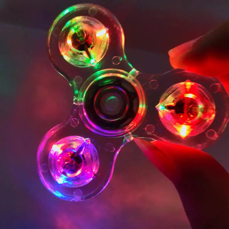 Crystal Finger Spinners Luminous LED Light Fidget Spinner Hand Top Glow in Dark Stress Relief Toys Kinetics Gyroscope for Childs