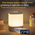 Remote Control Night Lamp Rechargeable Table Lamp Clock Display Soft Sleeping Lamp Touch Switch Bedside Lamp for Bedroom
