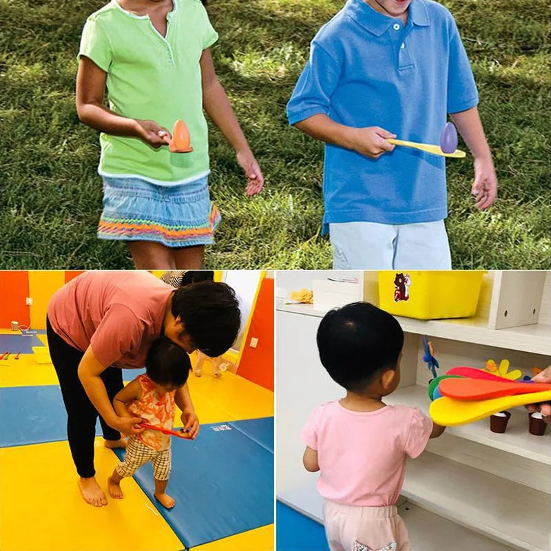 6PCS Balance Spoon Parent-Child Sensory Training Game Puzzle Egg Spoon Toy Outdoor Early Education Sports Balance Game Toy