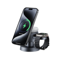 A 4-in-1 Wireless Charging Station charges a smartphone, wireless earbuds, and a smartwatch—Apple devices are shown charging—against a plain white background.