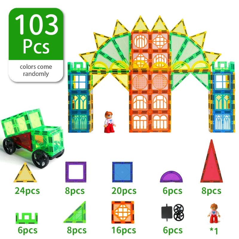 Magnetic Building Blocks for Children Magnetic Tiles Educational Toy for 3 4 5 6 7 8 Years Boys Girls Christmas Birthday Gifts