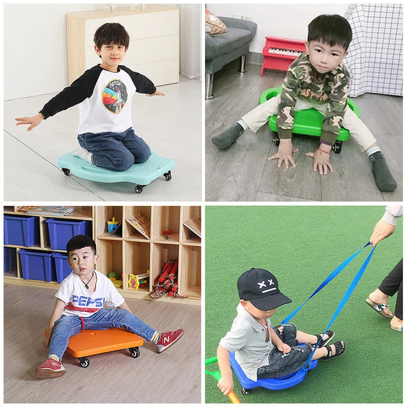 Montessori Sensory Integration Children Toys Mute Four-Wheeled Scooter Balance Training Outdoor Sports Teaching Aid Sensory Toys