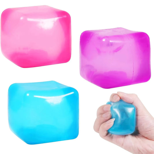 Ice Cube Shaped Fidget Toy Square Stress Relief Ball Squishy Squeeze Toys for Anxiety ADHD Stress Relief Gift for Adults