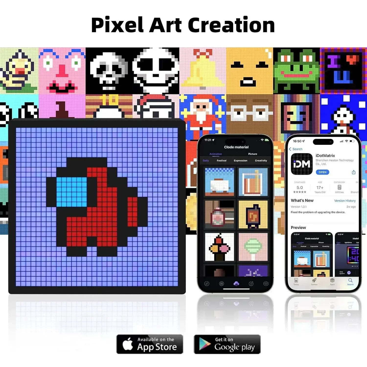 Smart LED Matrix Pixel Display RGB DIY Graffiti Bluetooth App Control Art Display for Gaming Room Decor Cool Animation Frame
