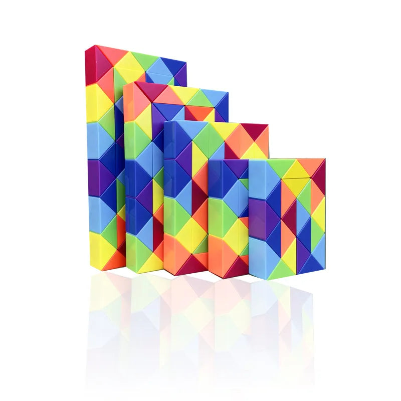 Rainbow Transformable Fidget Snake Cube - Engaging Brain Teaser for Kids with 24/48 Segments