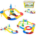 Magnetic Tiles Building Blocks with Cars 3D Clear Construction Set Educational Sensory Toy Magnet Toys for Kids Ages 3 4 5 6 7 8