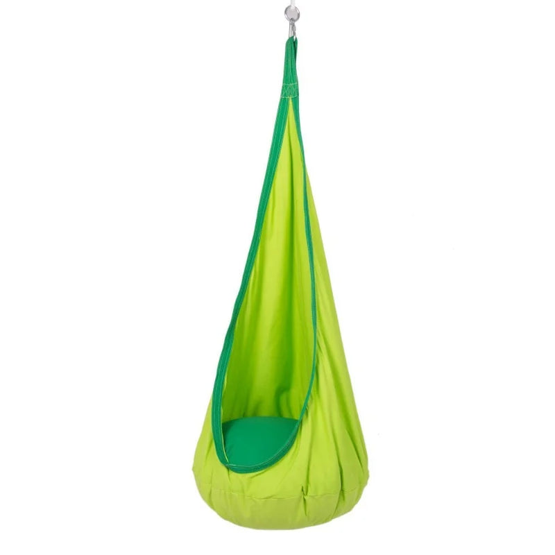100% Cotton Canvas Kids Pod Swing Seat Sensory Hammock Child Joy Chair for Indoor and Outdoor Use with Hanging Kit and Strap