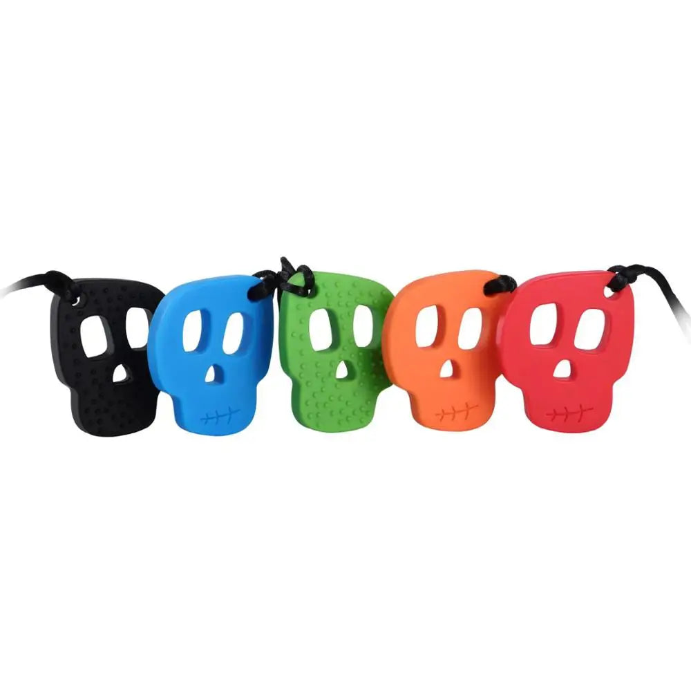 Silicone Skull Teething Necklace for Babies - Sensory Chewy Toy for Autism and ADHD