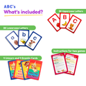 ABC Uppercase & Lowercase Letters Card Pack featuring 26 uppercase and 26 lowercase letter cards, four unicorn cards, four gremlin cards, and two instruction cards for letter recognition.