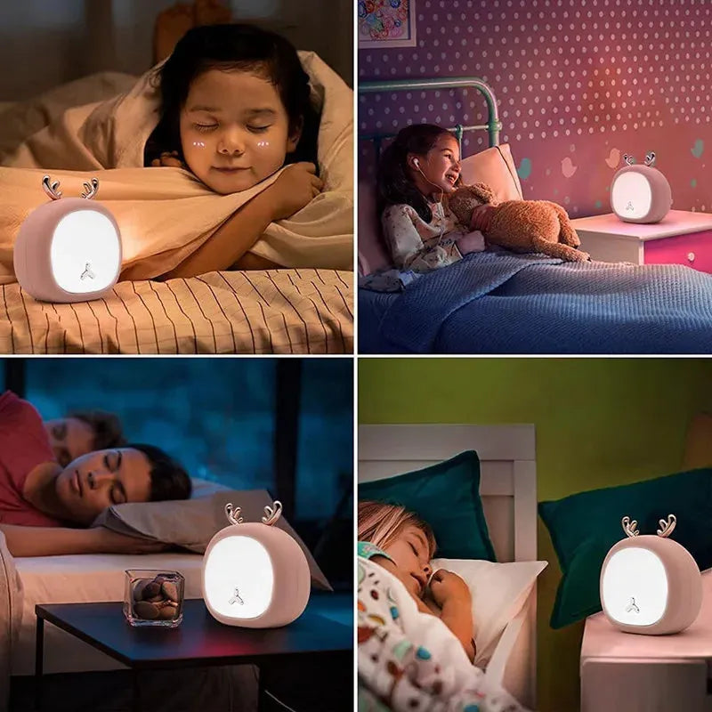 Adorable Rechargeable Deer and Bunny Night Light for Kids – Touch Control Table and Bedside Lamp with Adjustable Brightness