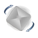 A Plastic Desk Toy Kinetic Skill Desktop Flip Rotating Pocket Fidget Spinner from VKTECH spins on a white background, shown with two blue curved arrows to indicate its rotation. Manufactured in Mainland China.
