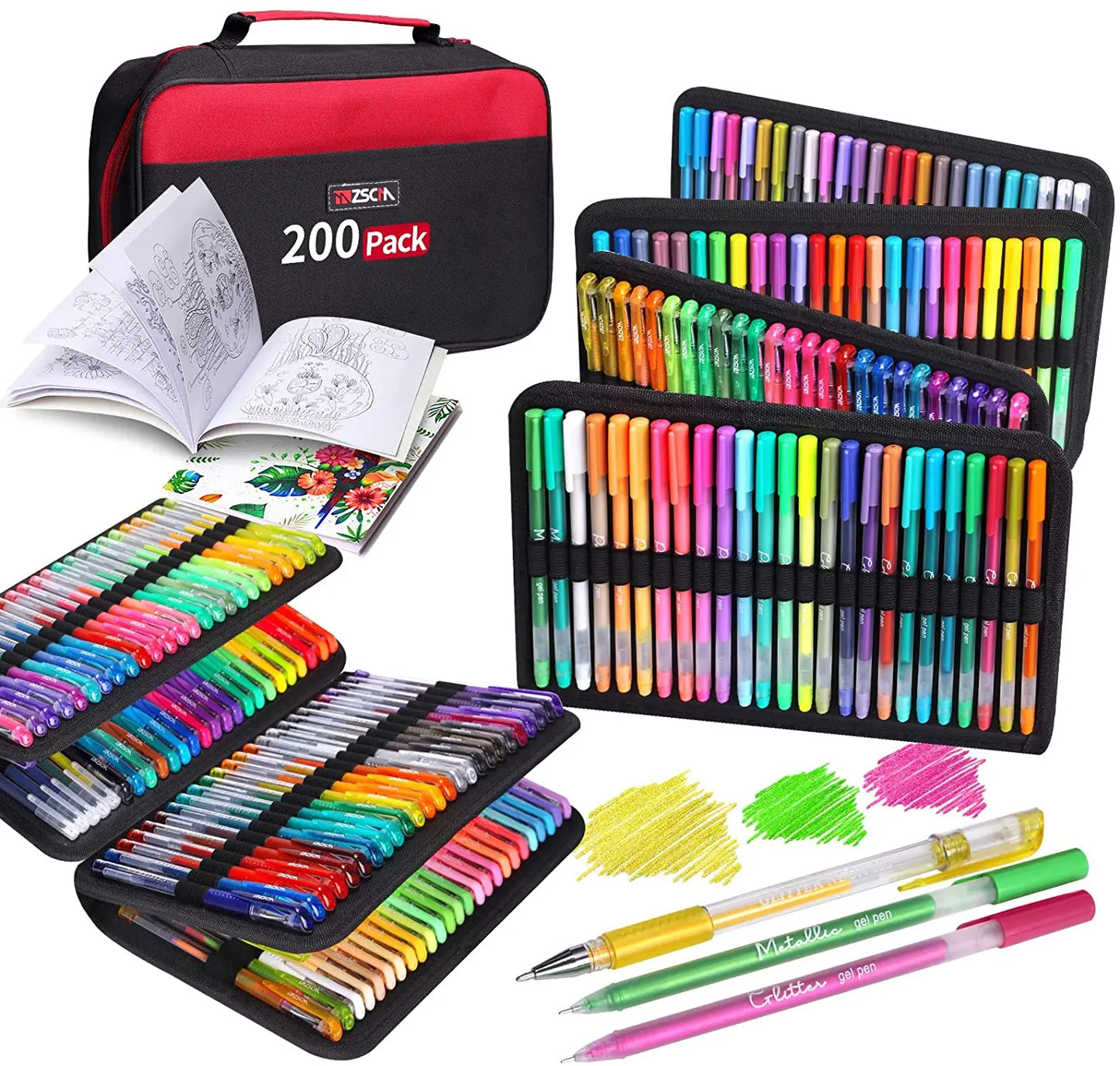 Pack Gel pens Set 120 Colored Gel Pen with 120 Refills Fine Tip Glitter Gel pens with Canvas Bag Kids Adults Coloring Books