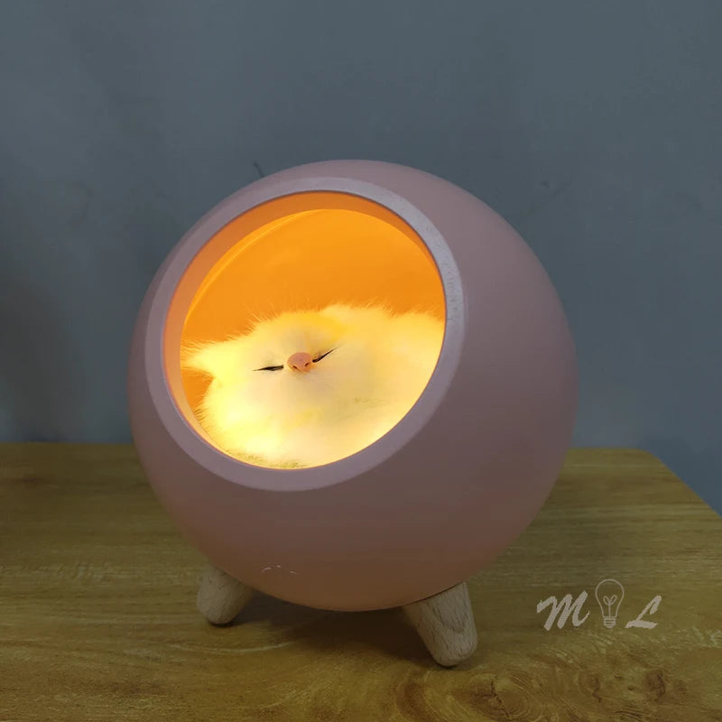 Adorable Touch Sensor LED Night Light - Playful Animal Design for Kids' Rooms and Desks, USB Rechargeable Mini Lamp