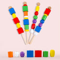 Wooden Montessori Materials Game for Kid Children Bead Sequencing Set Colorful Shape Stick Beading Beading Block Classic Toys