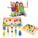 Wooden Montessori Materials Game for Kid Children Bead Sequencing Set Colorful Shape Stick Beading Beading Block Classic Toys